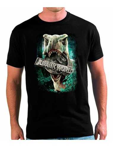 Camiseta Jurassic World T-Rex Mordiendo Logo