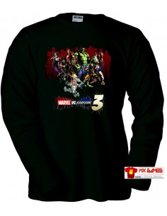 Camiseta Marvel vs Capcom 3 (art) Manga Larga Negra