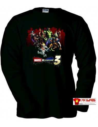 Camiseta Marvel vs Capcom 3 (art) Manga Larga Negra
