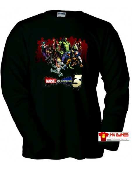 Camiseta Marvel vs Capcom 3 (art) Manga Larga Negra