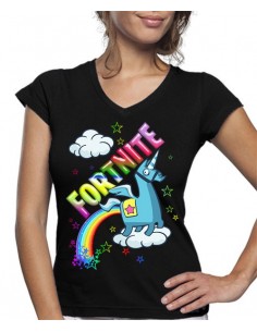 Camiseta de mujer Unicornio Arcoiris Fortnite