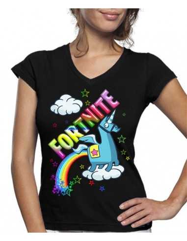 Camiseta de mujer Unicornio Arcoiris Fortnite