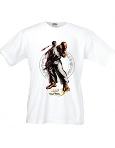 Camiseta Marvel vs Capcom 3 "Riu" Manga Corta Blanca