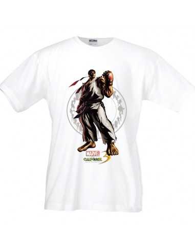 Camiseta Marvel vs Capcom 3 "Riu" Manga Corta Blanca