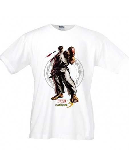 Camiseta Marvel vs Capcom 3 "Riu" Manga Corta Blanca
