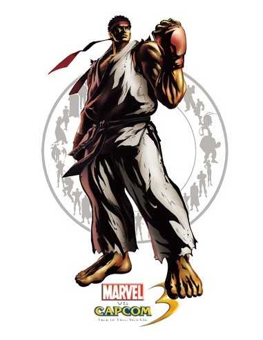 Camiseta Marvel vs Capcom 3 "Riu" Manga Corta Blanca