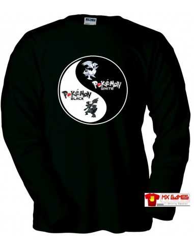 Camiseta Pokemon Blanco y Negro (YinYan) M.Larga Negra