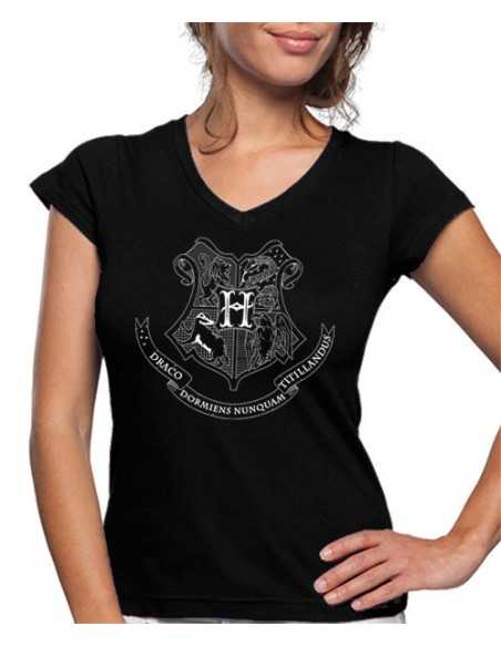 Camiseta de mujer Hogwarts Logo lineas