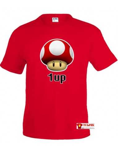 Camiseta Super Mario 1Up roja manga corta