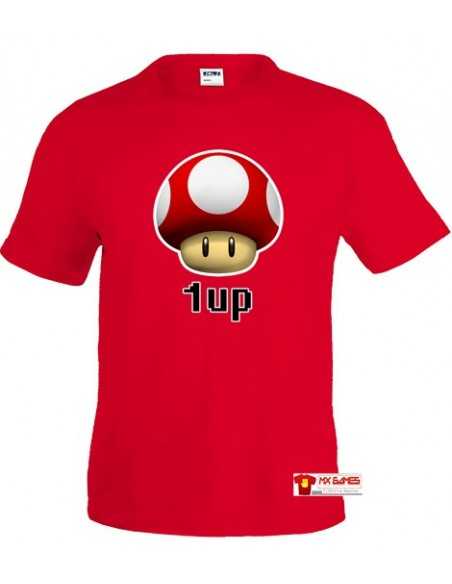 Camiseta Super Mario 1Up roja manga corta