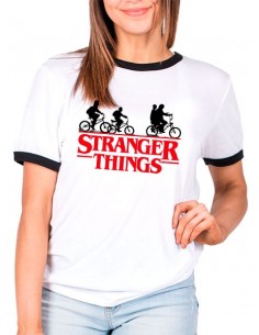 Camiseta Stranger Things Ringer Logo Bicis 2
