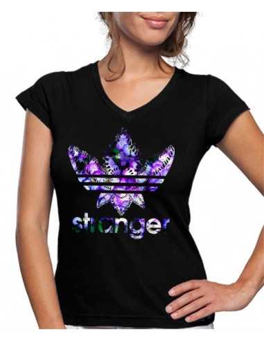 Camiseta Stranger Things de mujer Estilo Adidas Lilas