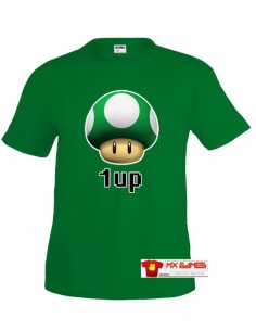 Camiseta Super Mario 1Up Verde ,verde manga corta