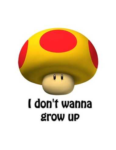 Camiseta Super Mario Grow up ,negra manga corta