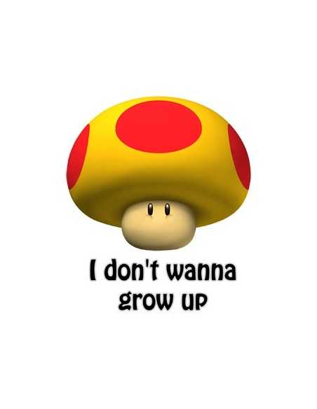 Camiseta Super Mario Grow up ,negra manga corta