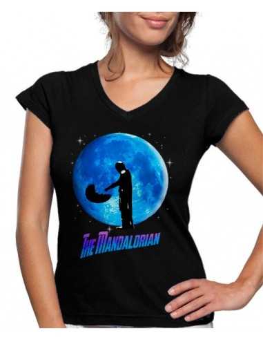 Camiseta Star Wars de mujer Mandalorian con baby yoda
