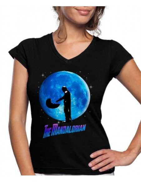 Camiseta Star Wars de mujer Mandalorian con baby yoda