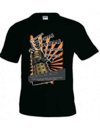 Camiseta Doctor Who (Dalek exterminar) negra manga corta
