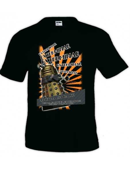 Camiseta Doctor Who (Dalek exterminar) negra manga corta