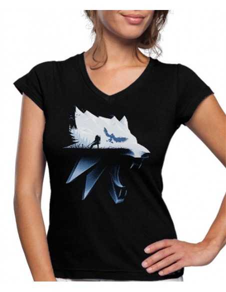 Camiseta The Witcher de mujer Lobo sombras