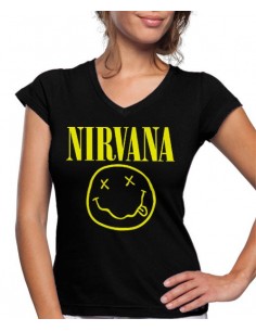 Camiseta Nirvana de mujer Logo clásico Smiley