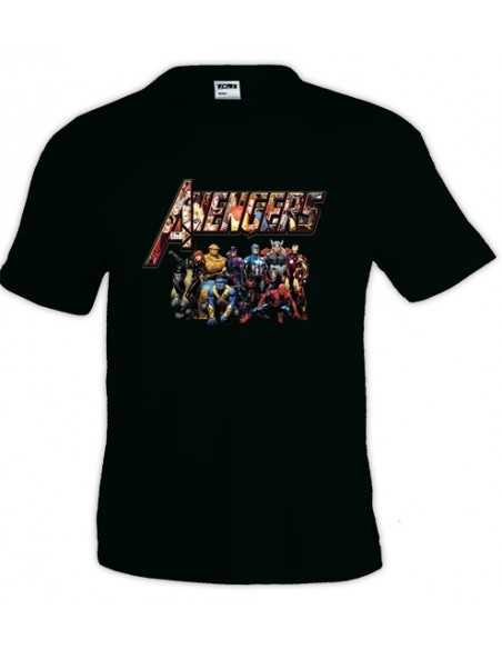 Camiseta de Los vengadores (The avengers) logo custom, Negra