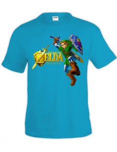 Camiseta Zelda Ocarina Of Time (Gold) Azul manga corta