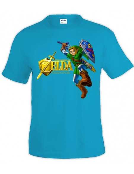 Camiseta Zelda Ocarina Of Time (Gold) Azul manga corta