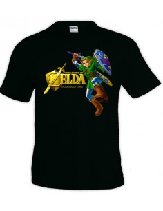 Camiseta Zelda Ocarina Of Time (Gold)Negra manga corta