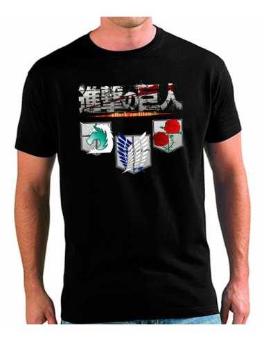 Camiseta El ataque de los titanes shingeki no kyojin - 3 escudos (Unisex manga corta) Camiseta El ataque de los titanes shingeki no kyojin - 3 escudos (Unisex manga corta)
