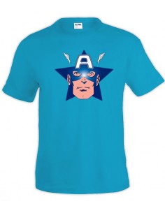 Camiseta del Capitan América (Star Face) Azul Royal Manga corta
