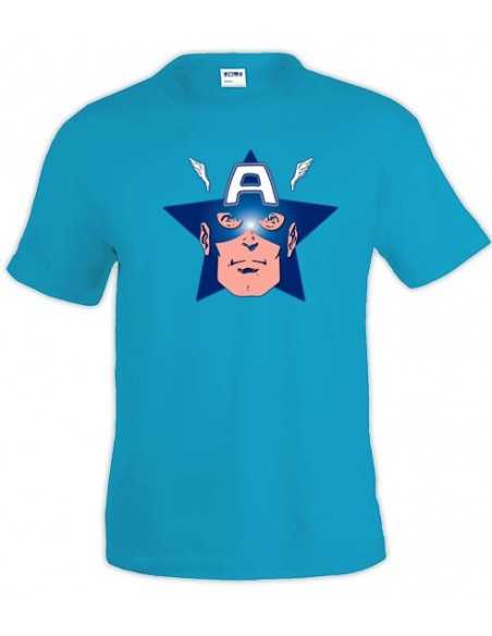 Camiseta del Capitan América (Star Face) Azul Royal Manga corta