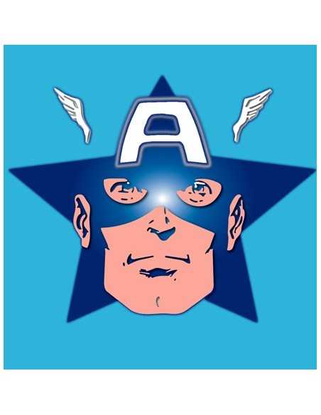 Camiseta del Capitan América (Star Face) Azul Claro Manga corta
