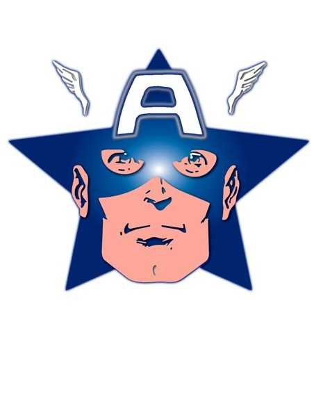 Camiseta del Capitan América (Star Face) Blanca Manga corta