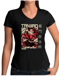 Camiseta Kimetsu no Yaiba de mujer Tanjiro retro