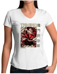 Camiseta Kimetsu no Yaiba de mujer Tanjiro retro 2