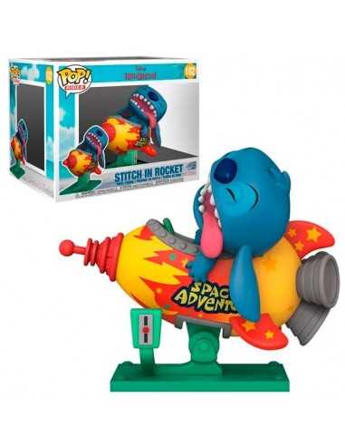 Funko Pop Stitch montado en cohete
