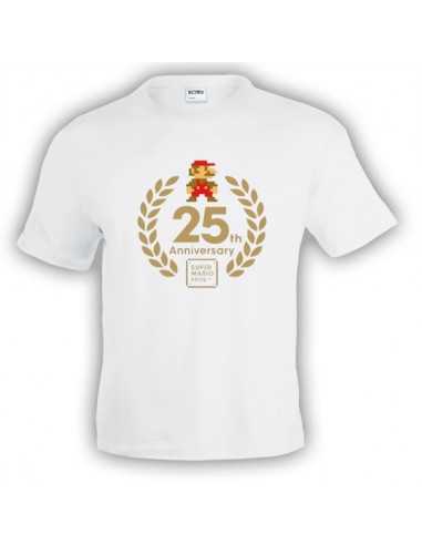 CCamiseta Super Mario Bros 25 aniversario Blanca Manga corta