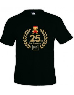 CCamiseta Super Mario Bros 25 aniversario Negra Manga corta