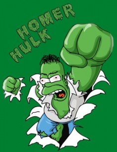 Camiseta del incrible Homer Hulk (verde manga corta) 2