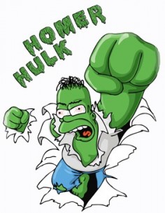 Camiseta del incrible Homer Hulk (blanca manga corta) 2