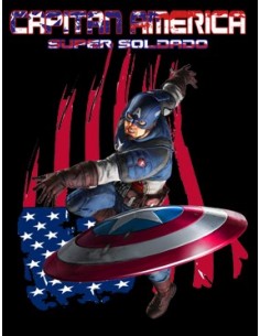 Camiseta del Capitan America (launch) negra manga corta 2