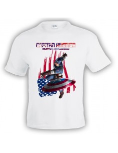 Camiseta del Capitan America (launch) blanca manga corta