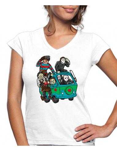 Camiseta Terror malos en furgo de mujer