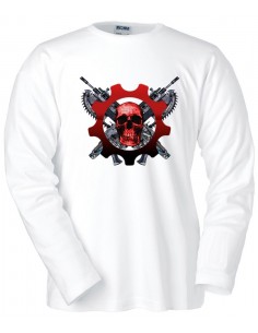Camiseta Gears of War 3 Human Scull manga larga blanca