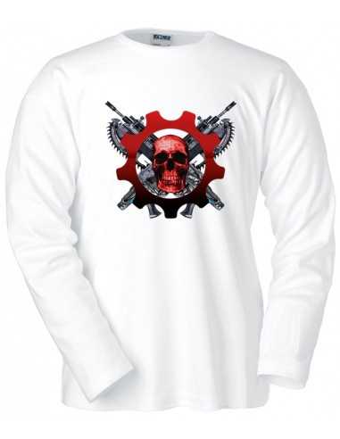 Camiseta Gears of War 3 Human Scull manga larga blanca