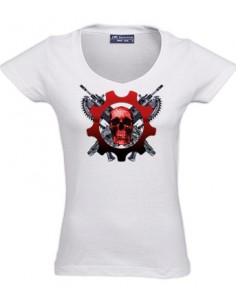 Camiseta Gears of War 3 Human Scull manga corta blanca chica