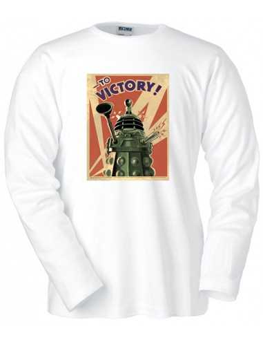Camiseta Doctor Who Dalek to Victory blanca manga larga