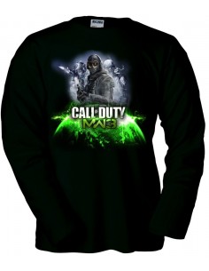Camiseta modern Warfare 3 Ghost-Earth negra manga larga