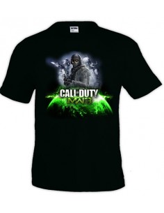 Camiseta modern Warfare 3 Ghost-Earth negra manga corta